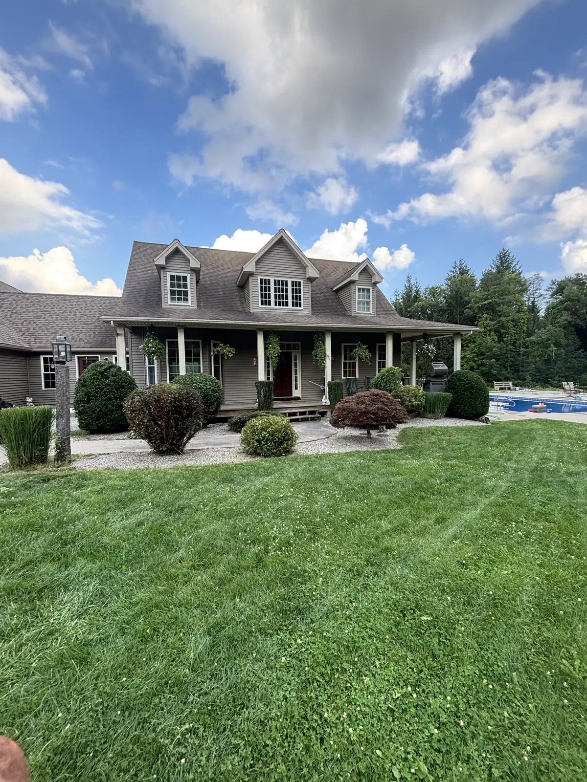 Front lawn, freshly cut
